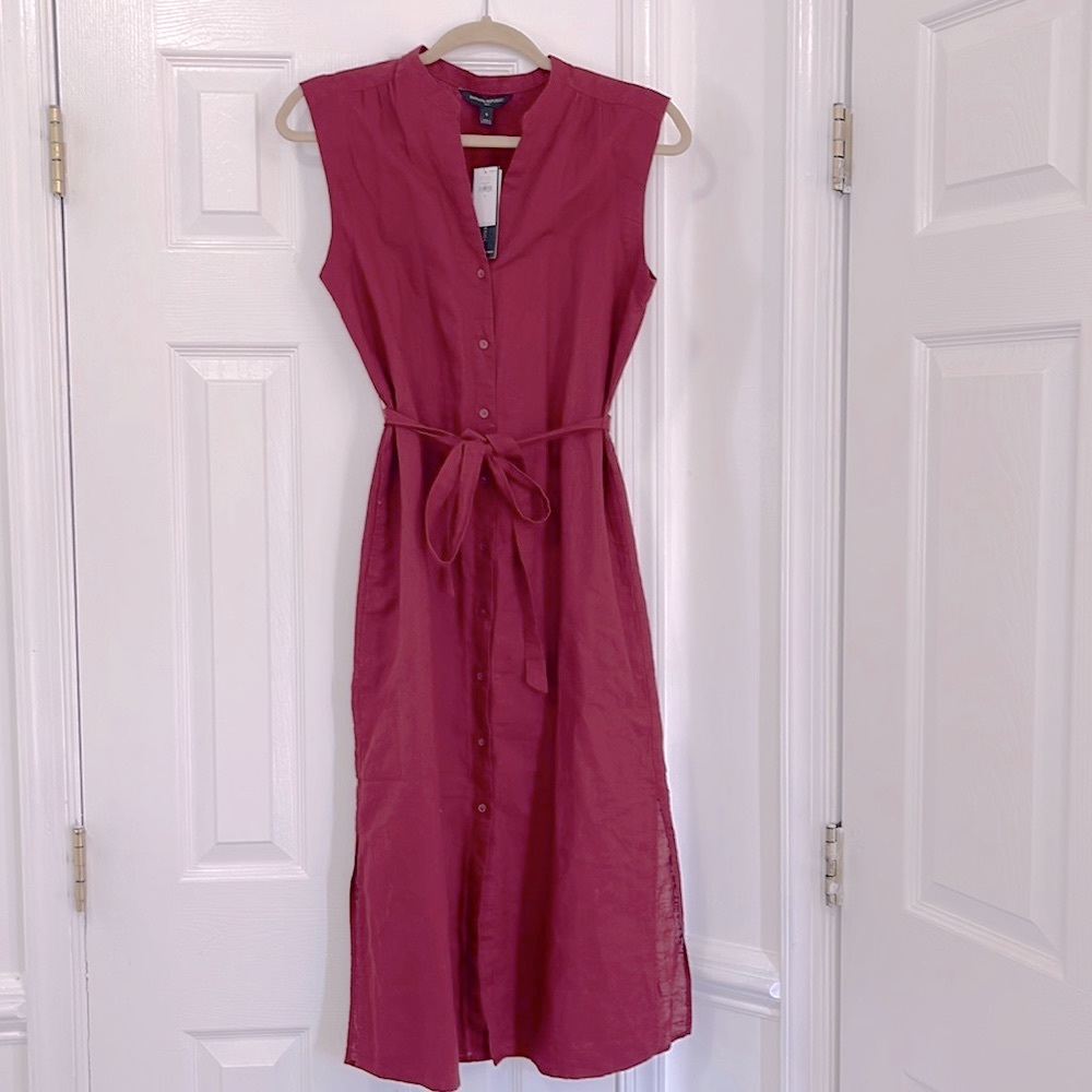 Banana Republic Red Linen Wrap dress